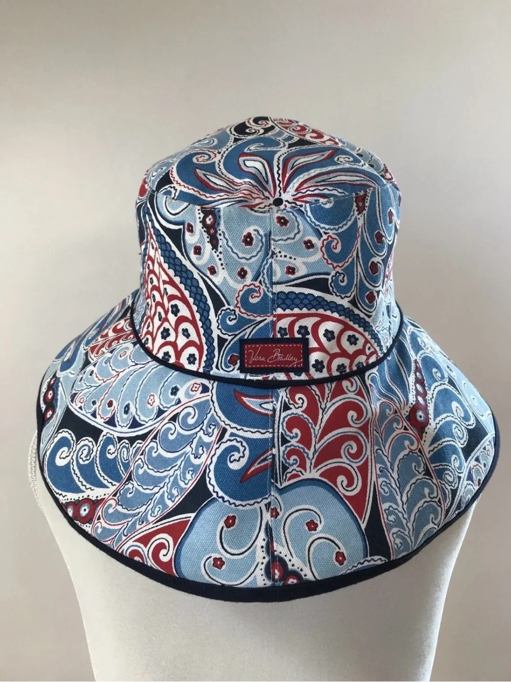 UEC Vera Bradley RED Seaside Beach Reversible Floral Print Cotton Bucket Hat